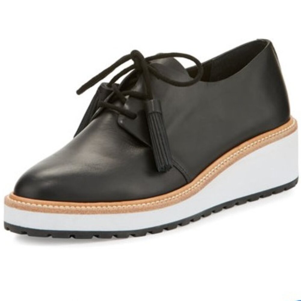 Loeffler Randall Callie Leather Demi-Wedge Oxford, Black size 7